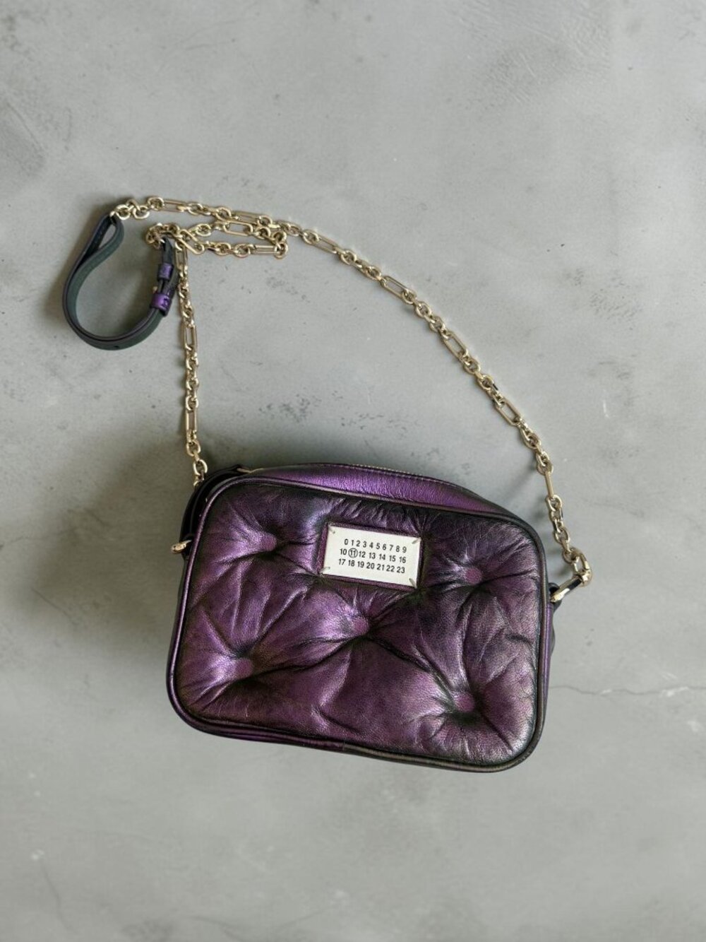 MAISON MARGIELA Glam Slam Burnished Purple Leather Crossbody Bag